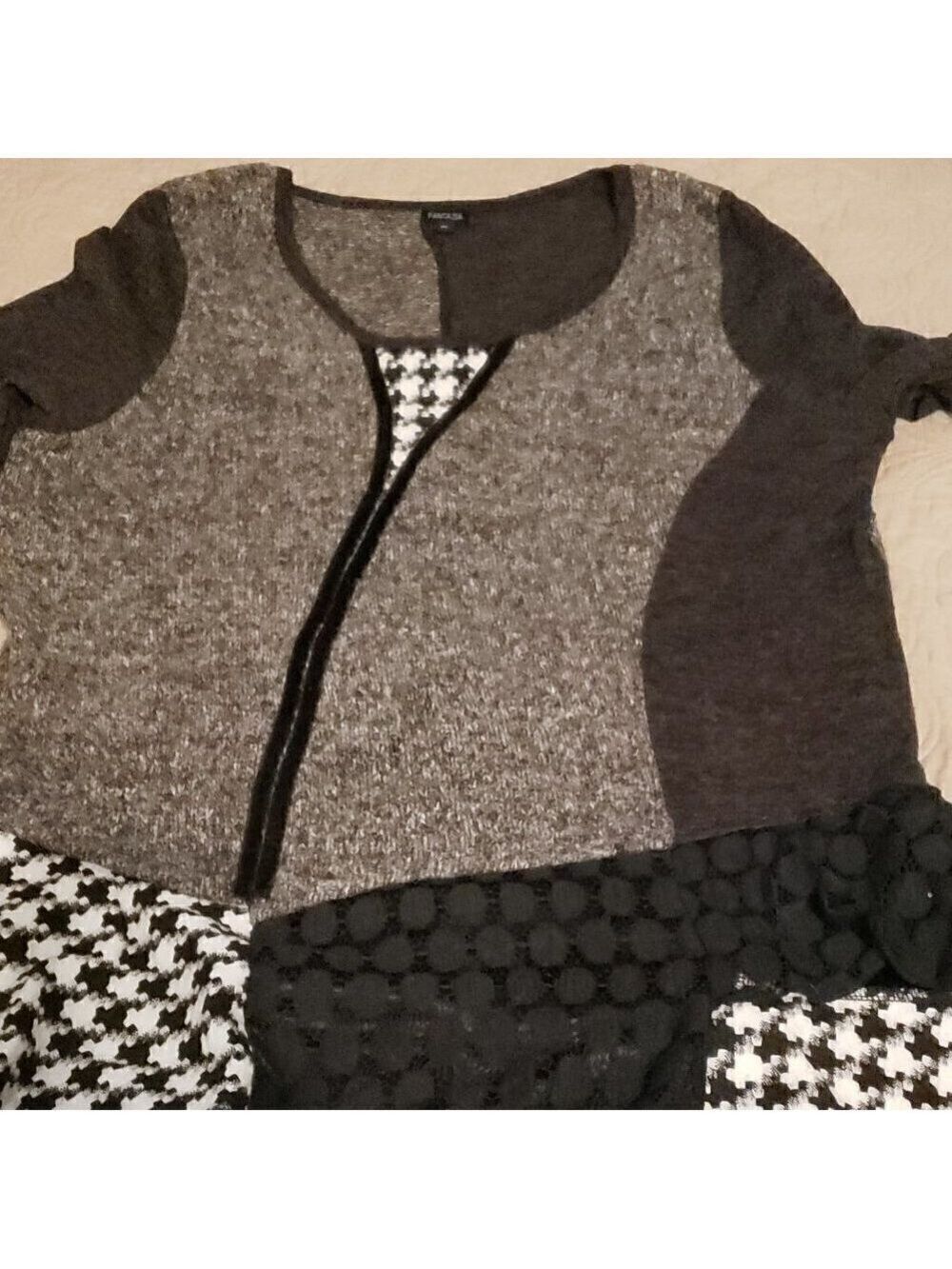 FANTAZIA Black Mixed Materials Dress